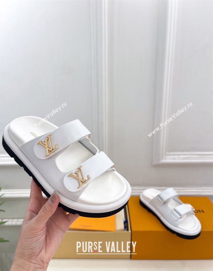 Louis Vuitton Comfort Slides Sandal in Leather with LV Strap White 2025 LV042202 (MD-250422063)