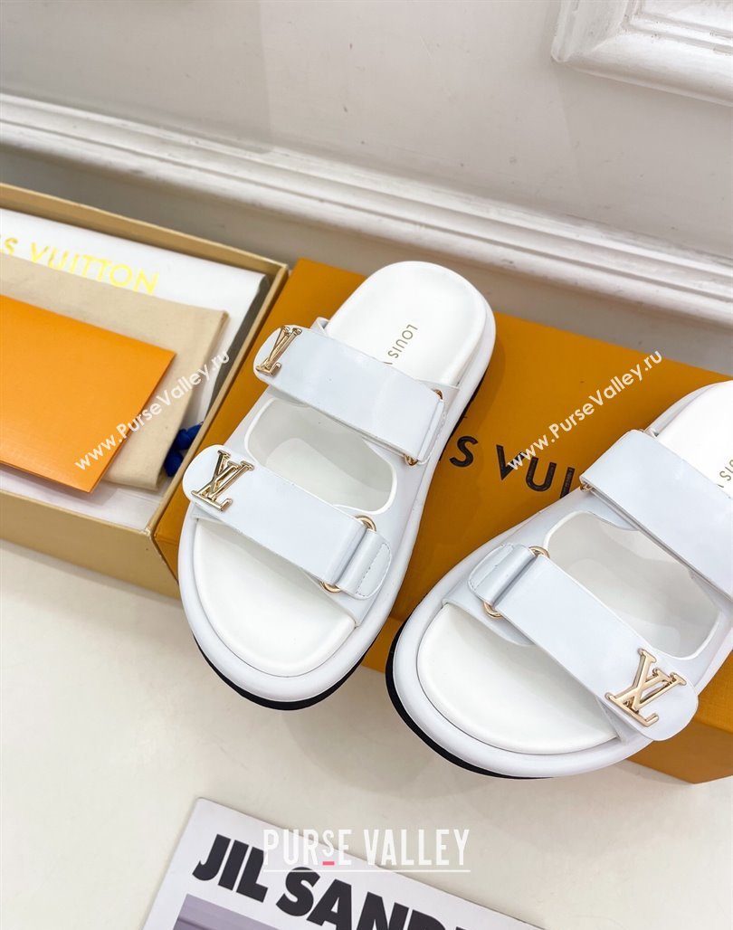 Louis Vuitton Comfort Slides Sandal in Leather with LV Strap White 2025 LV042202 (MD-250422063)