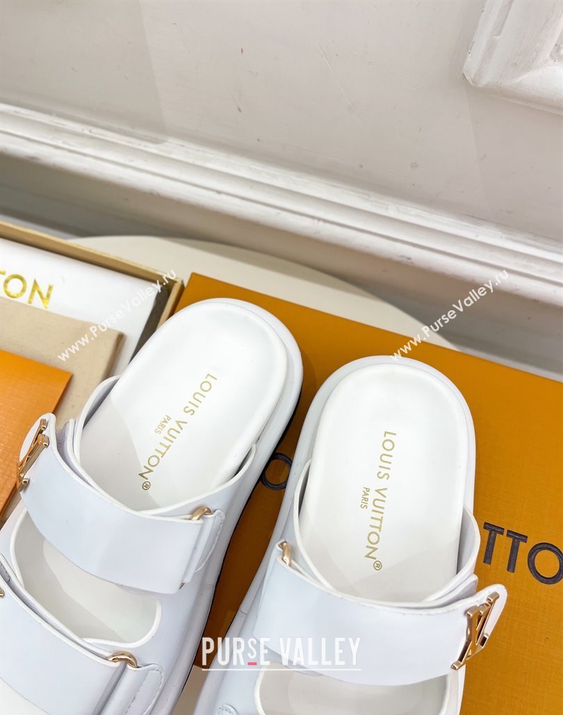 Louis Vuitton Comfort Slides Sandal in Leather with LV Strap White 2025 LV042202 (MD-250422063)