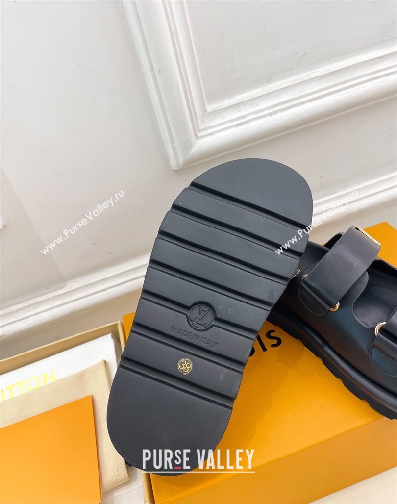 Louis Vuitton Comfort Slides Sandal in Leather with LV Strap Black 2025 LV042202 (MD-250422064)