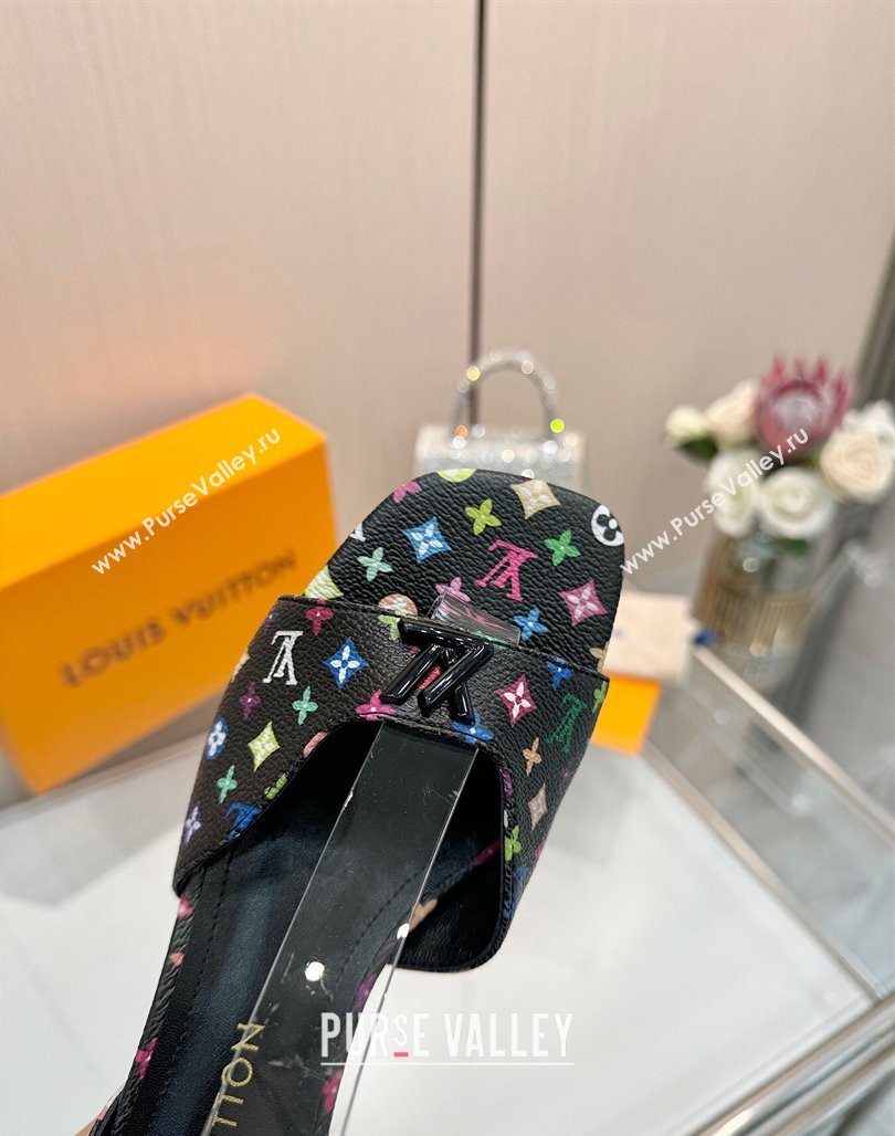 Louis Vuitton LV x TM Swing Heel Sandals 5.5cm in Multicolor Monogram Canvas Black 2025 1AGUTG (MD-250422115)