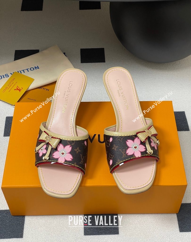 Louis Vuitton LV x TM Heel Slides Sandal 3cm in Cherry Bloom Print Monogram Canvas 2025 LV042201 (MD-250422028)