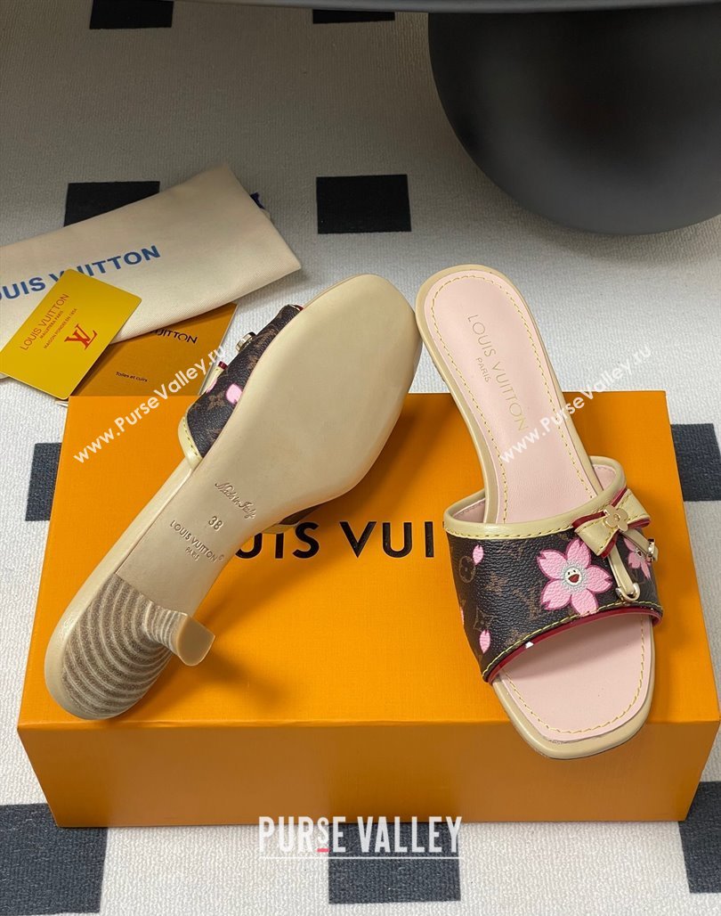 Louis Vuitton LV x TM Heel Slides Sandal 3cm in Cherry Bloom Print Monogram Canvas 2025 LV042201 (MD-250422028)