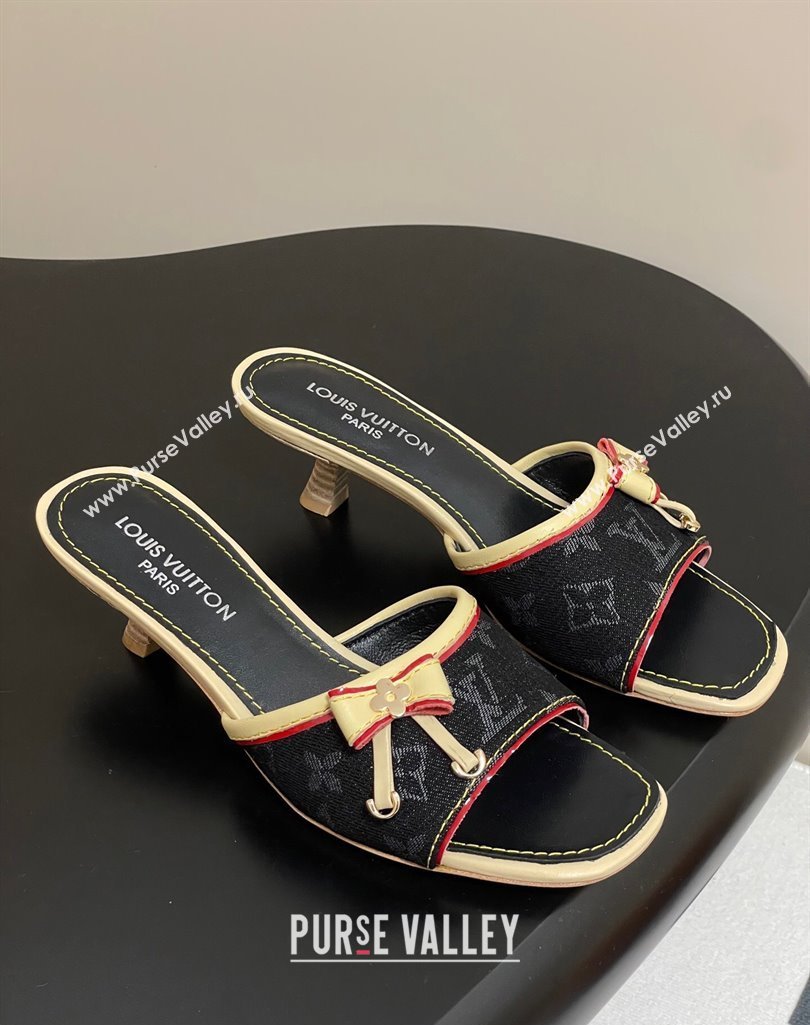 Louis Vuitton Heel Slides Sandal 3cm in Monogram Denim Black 2025 LV042201 (MD-250422031)