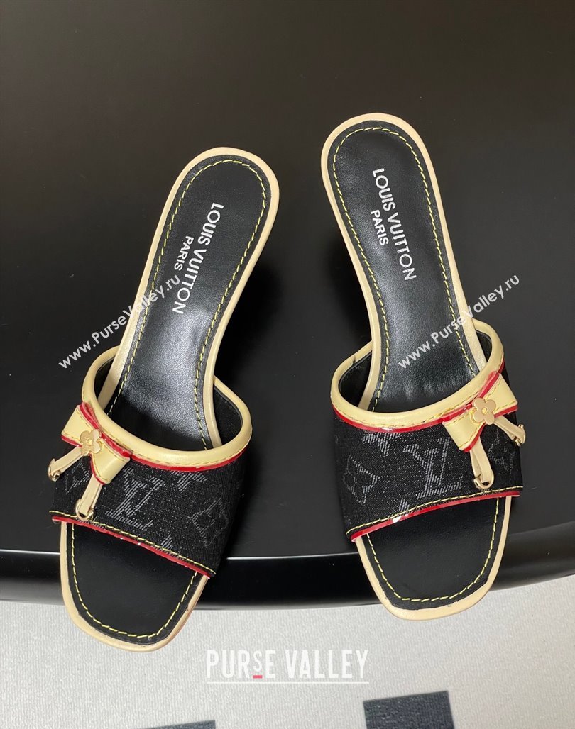Louis Vuitton Heel Slides Sandal 3cm in Monogram Denim Black 2025 LV042201 (MD-250422031)
