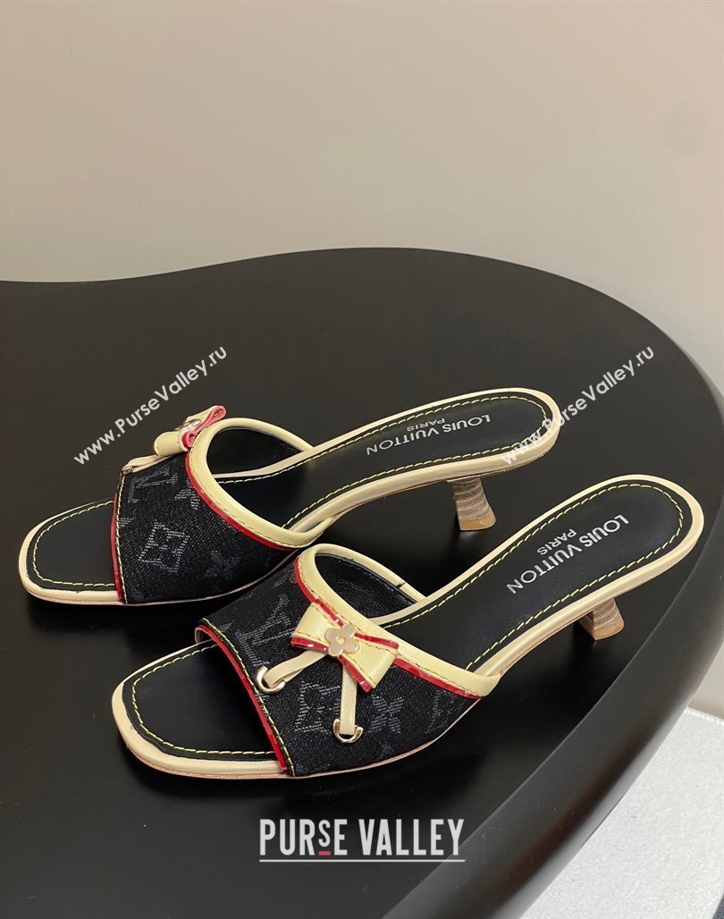 Louis Vuitton Heel Slides Sandal 3cm in Monogram Denim Black 2025 LV042201 (MD-250422031)