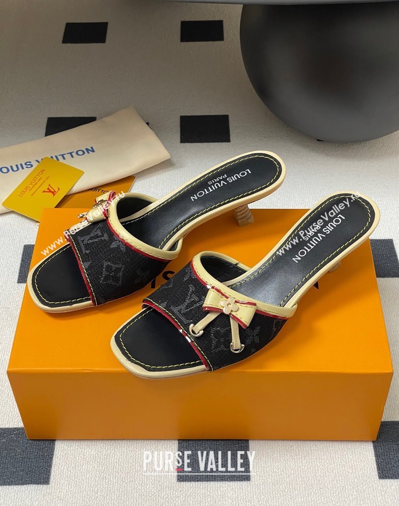 Louis Vuitton Heel Slides Sandal 3cm in Monogram Denim Black 2025 LV042201 (MD-250422031)