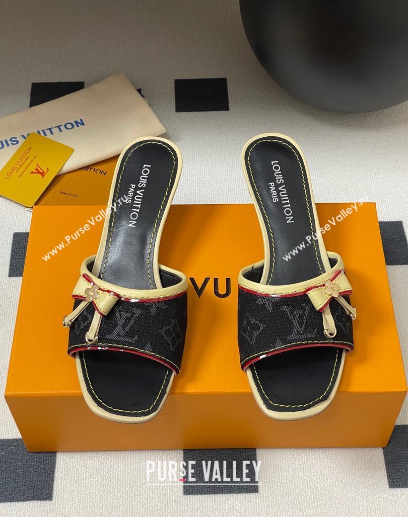 Louis Vuitton Heel Slides Sandal 3cm in Monogram Denim Black 2025 LV042201 (MD-250422031)
