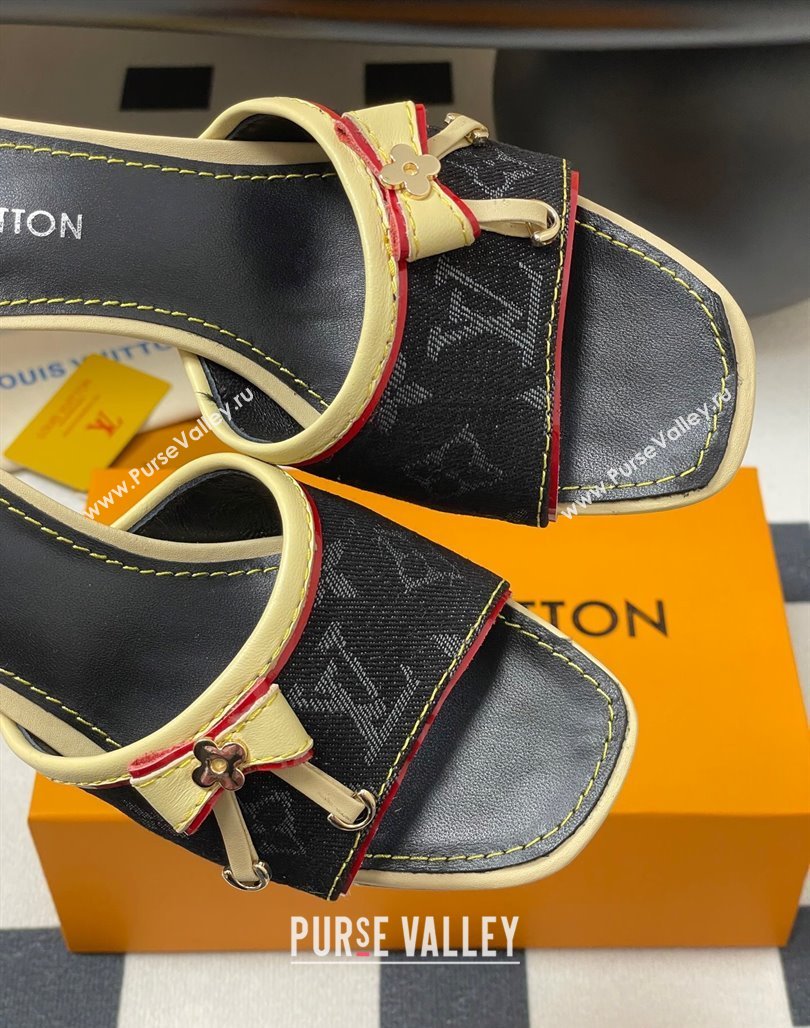 Louis Vuitton Heel Slides Sandal 3cm in Monogram Denim Black 2025 LV042201 (MD-250422031)