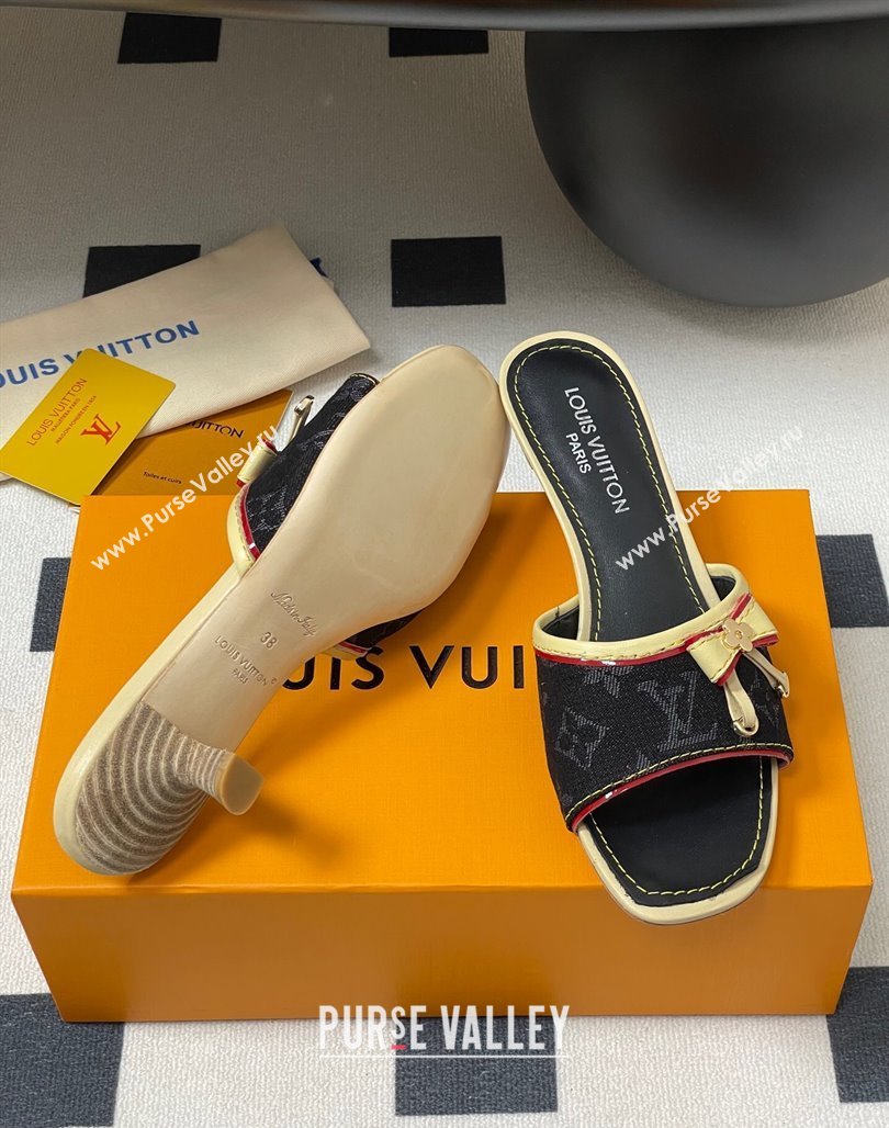 Louis Vuitton Heel Slides Sandal 3cm in Monogram Denim Black 2025 LV042201 (MD-250422031)