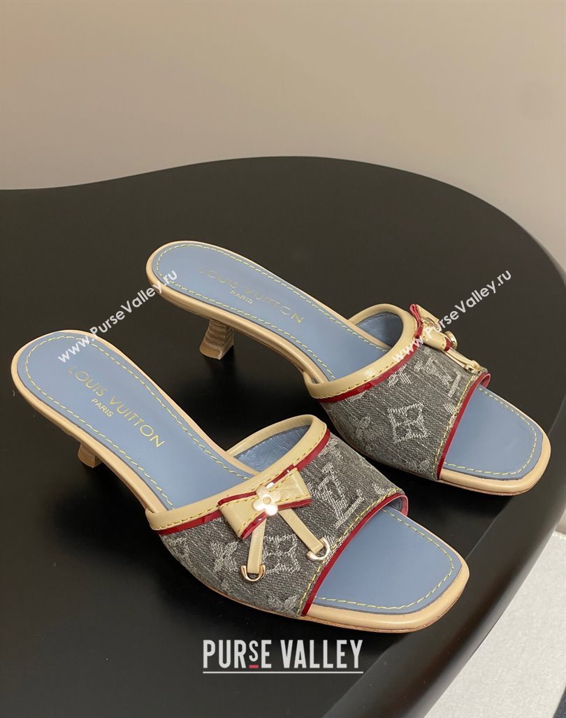 Louis Vuitton Heel Slides Sandal 3cm in Monogram Denim Grey 2025 LV042201 (MD-250422032)