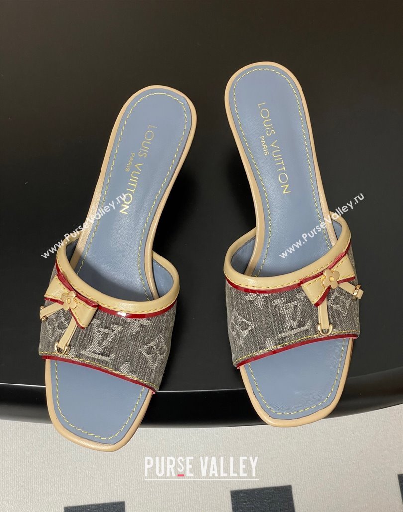Louis Vuitton Heel Slides Sandal 3cm in Monogram Denim Grey 2025 LV042201 (MD-250422032)