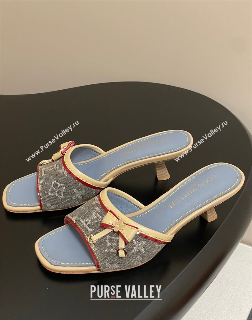 Louis Vuitton Heel Slides Sandal 3cm in Monogram Denim Grey 2025 LV042201 (MD-250422032)