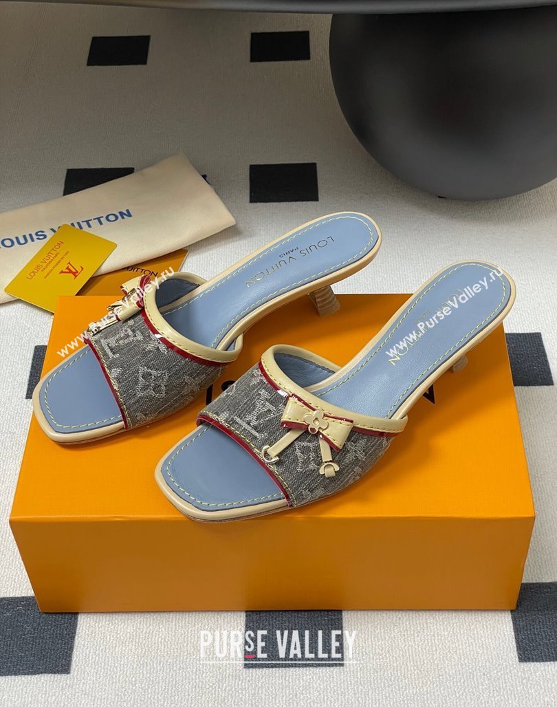Louis Vuitton Heel Slides Sandal 3cm in Monogram Denim Grey 2025 LV042201 (MD-250422032)