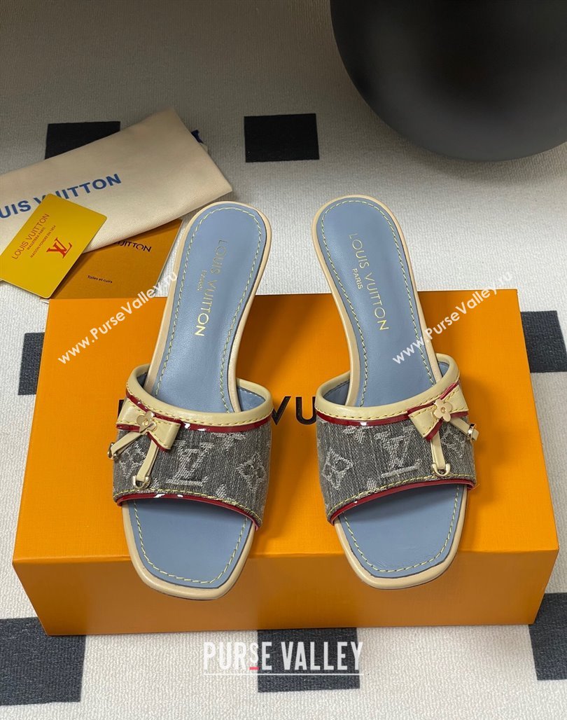 Louis Vuitton Heel Slides Sandal 3cm in Monogram Denim Grey 2025 LV042201 (MD-250422032)