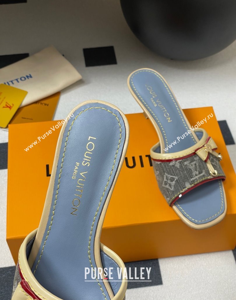 Louis Vuitton Heel Slides Sandal 3cm in Monogram Denim Grey 2025 LV042201 (MD-250422032)