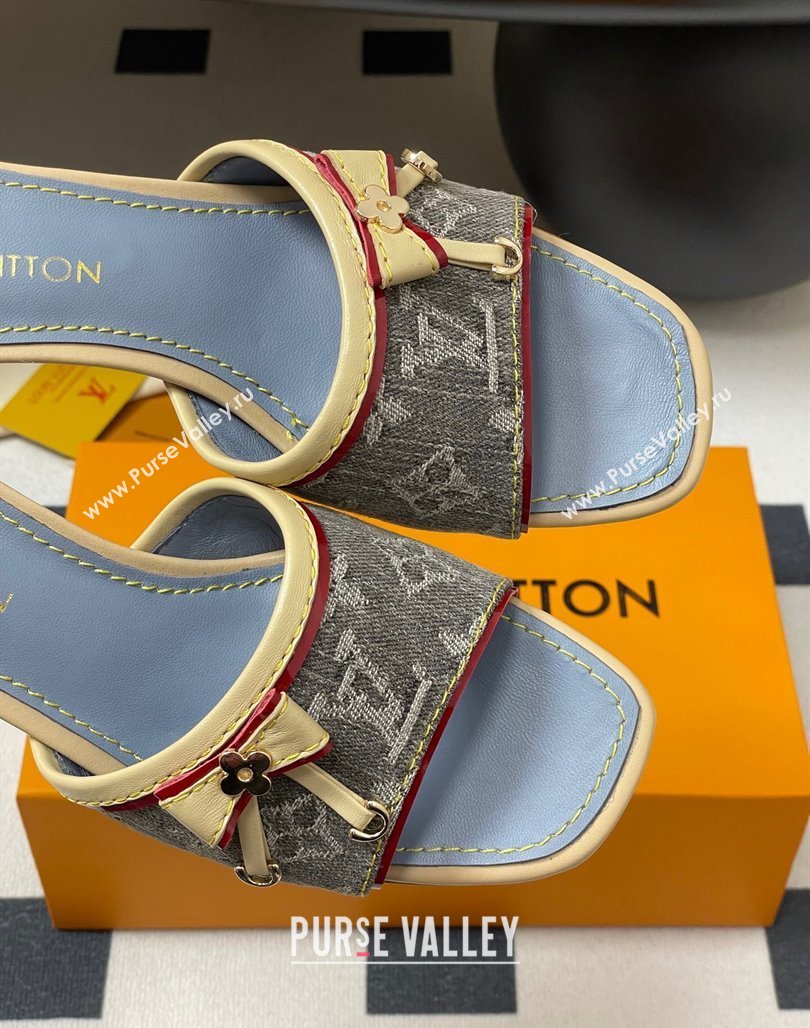 Louis Vuitton Heel Slides Sandal 3cm in Monogram Denim Grey 2025 LV042201 (MD-250422032)