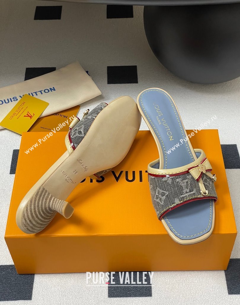 Louis Vuitton Heel Slides Sandal 3cm in Monogram Denim Grey 2025 LV042201 (MD-250422032)