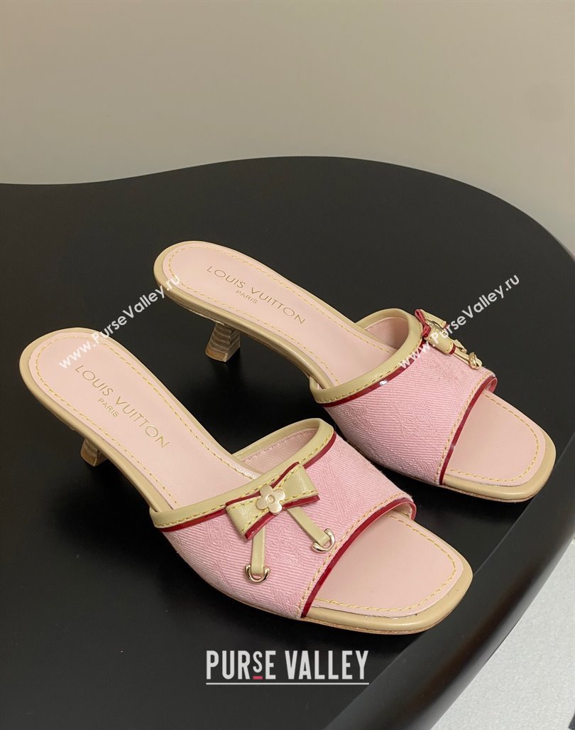 Louis Vuitton Heel Slides Sandal 3cm in Monogram Denim Pink 2025 LV042201 (MD-250422033)