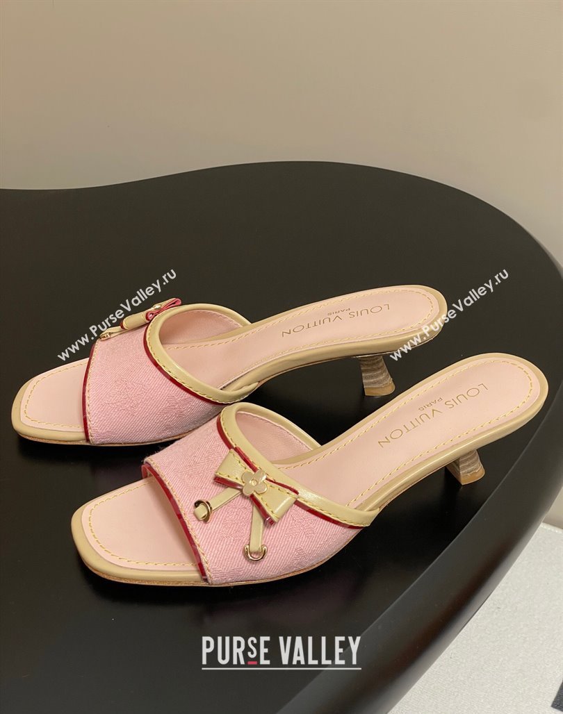 Louis Vuitton Heel Slides Sandal 3cm in Monogram Denim Pink 2025 LV042201 (MD-250422033)
