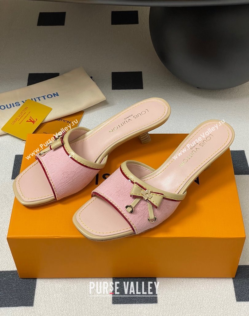 Louis Vuitton Heel Slides Sandal 3cm in Monogram Denim Pink 2025 LV042201 (MD-250422033)