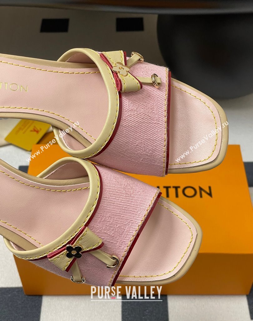 Louis Vuitton Heel Slides Sandal 3cm in Monogram Denim Pink 2025 LV042201 (MD-250422033)