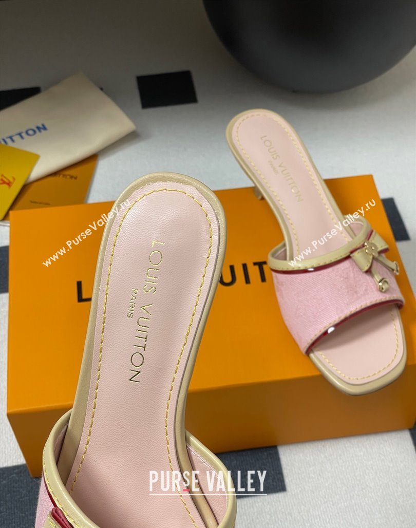 Louis Vuitton Heel Slides Sandal 3cm in Monogram Denim Pink 2025 LV042201 (MD-250422033)