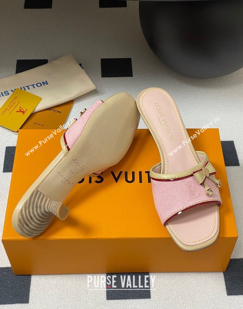 Louis Vuitton Heel Slides Sandal 3cm in Monogram Denim Pink 2025 LV042201 (MD-250422033)
