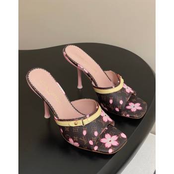 Louis Vuitton LV x TM 6AM Heel Slides Sandal 9cm in Cherry Bloom Print Monogram Canvas 2025 1ADIGZ (MD-250422034)