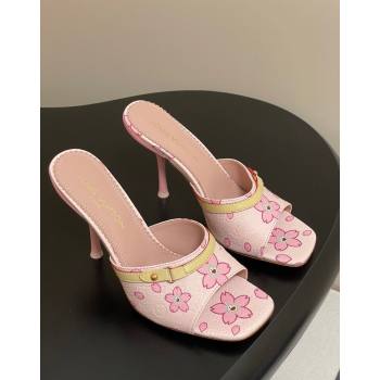 Louis Vuitton LV x TM 6AM Heel Slides Sandal 9cm in Cherry Bloom Print Leather Pink 2025 1ADIGZ (MD-250422036)