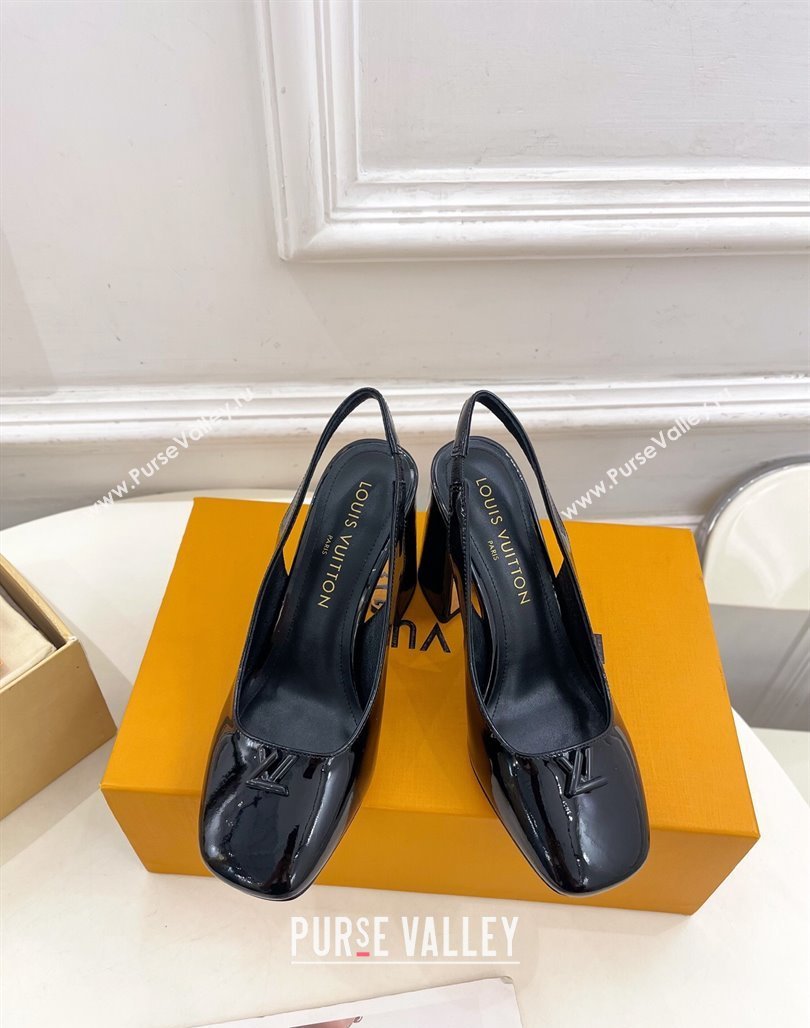 Louis Vuitton Swing Slingback Pump 9cm in Patent Leather Black 2025 1AGTY9 (MD-250422156)