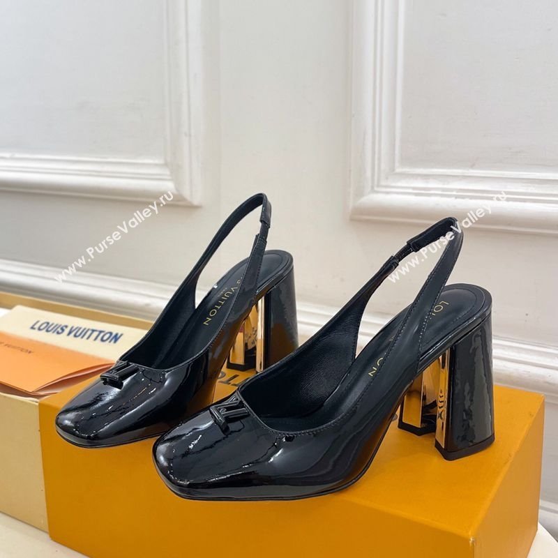 Louis Vuitton Swing Slingback Pump 9cm in Patent Leather Black 2025 1AGTY9 (MD-250422156)