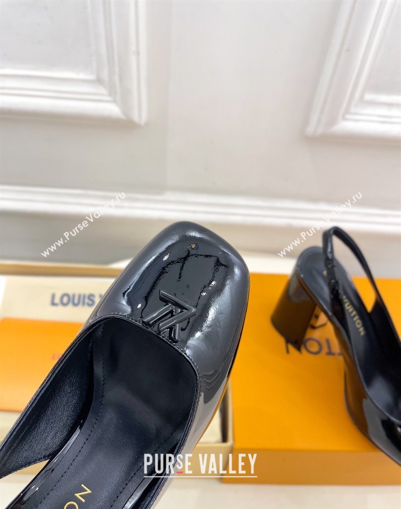 Louis Vuitton Swing Slingback Pump 9cm in Patent Leather Black 2025 1AGTY9 (MD-250422156)