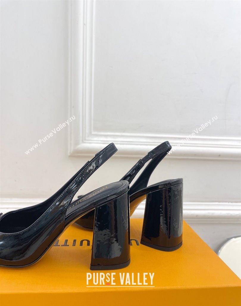 Louis Vuitton Swing Slingback Pump 9cm in Patent Leather Black 2025 1AGTY9 (MD-250422156)