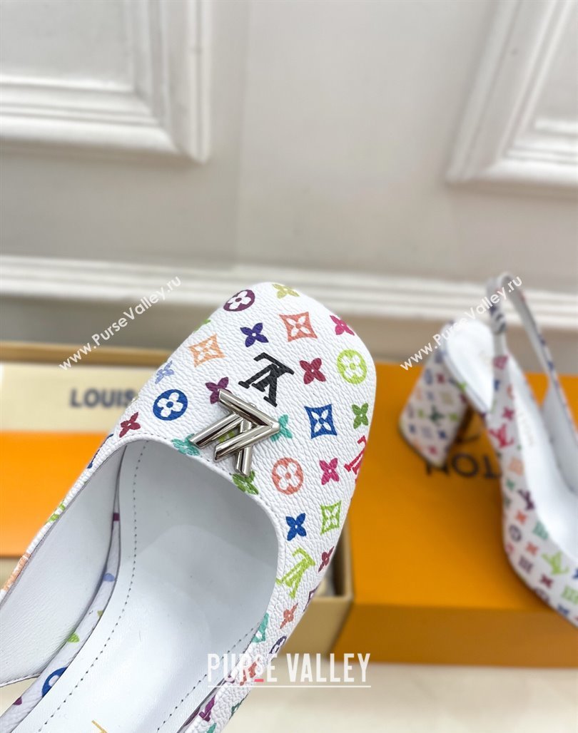 Louis Vuitton LV x TM Swing Slingback Pump 9cm in Multicolor Monogram Canvas White 2025 1AGTY9 (MD-250422157)