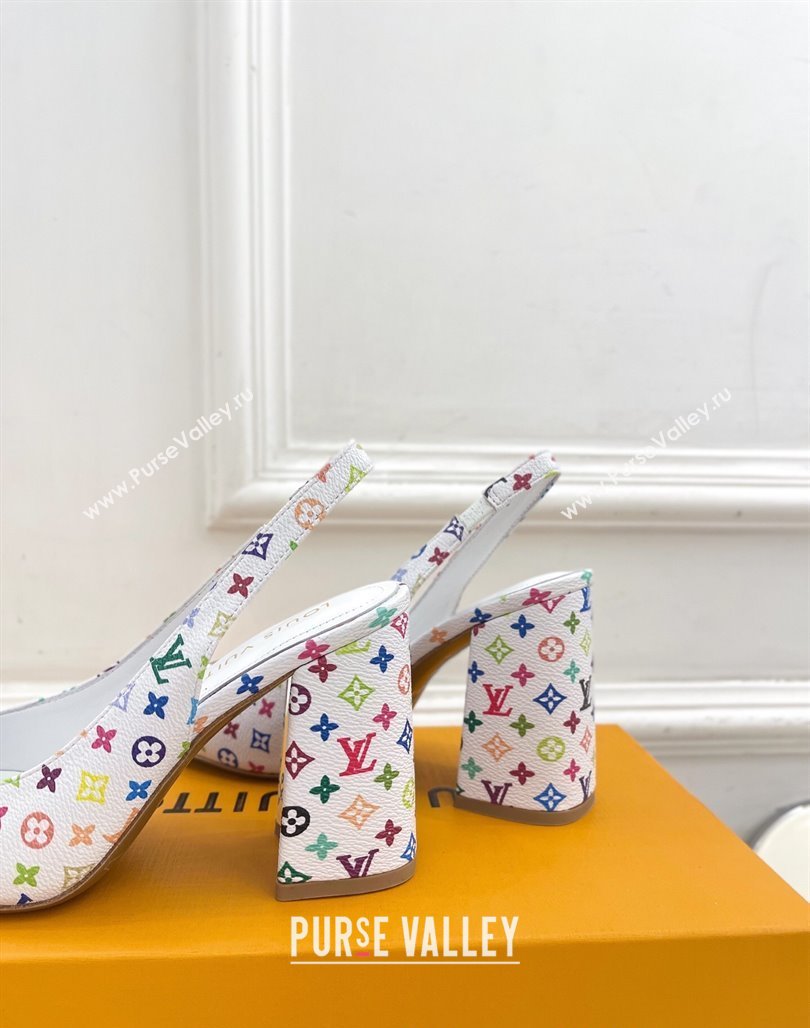 Louis Vuitton LV x TM Swing Slingback Pump 9cm in Multicolor Monogram Canvas White 2025 1AGTY9 (MD-250422157)