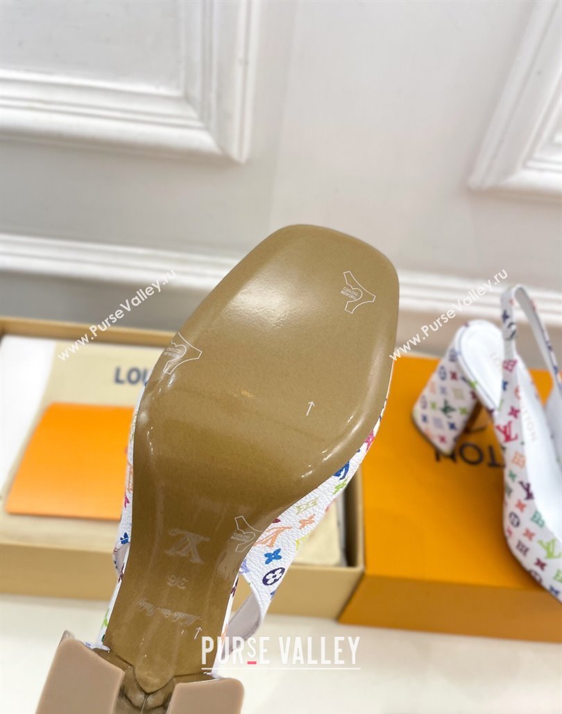 Louis Vuitton LV x TM Swing Slingback Pump 9cm in Multicolor Monogram Canvas White 2025 1AGTY9 (MD-250422157)
