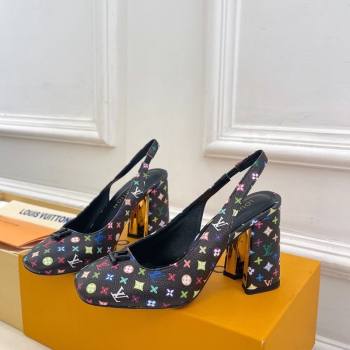 Louis Vuitton LV x TM Swing Slingback Pump 9cm in Multicolor Monogram Canvas Black 2025 1AGTY9 (MD-250422158)