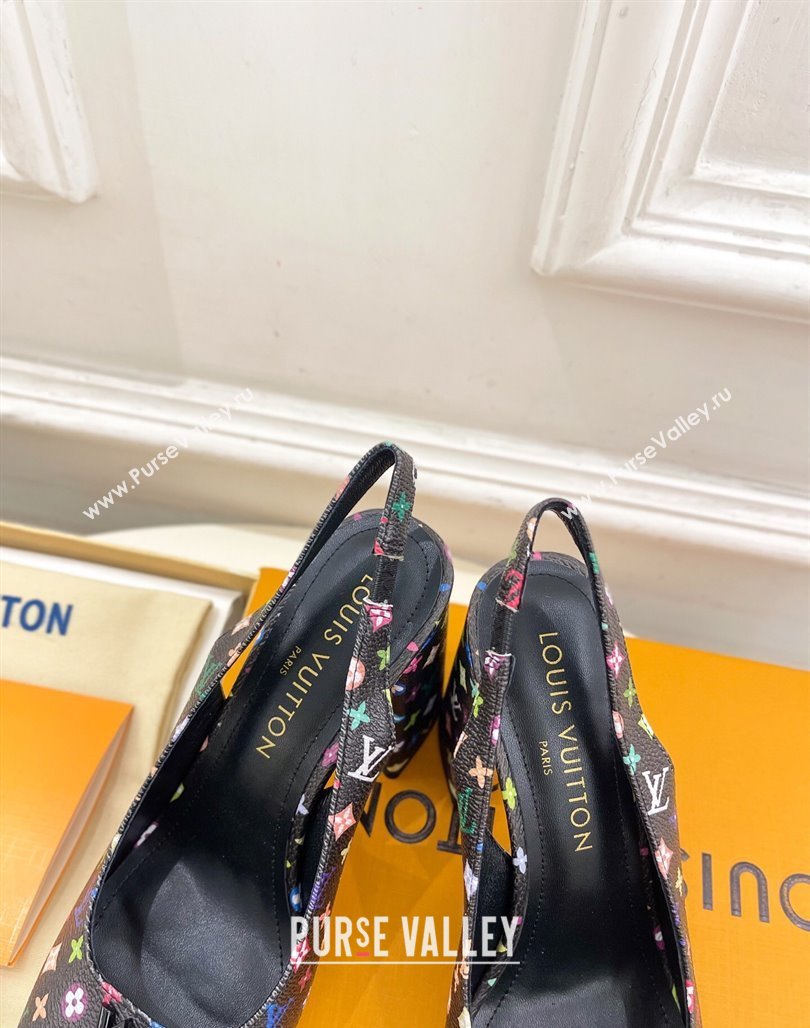Louis Vuitton LV x TM Swing Slingback Pump 9cm in Multicolor Monogram Canvas Black 2025 1AGTY9 (MD-250422158)