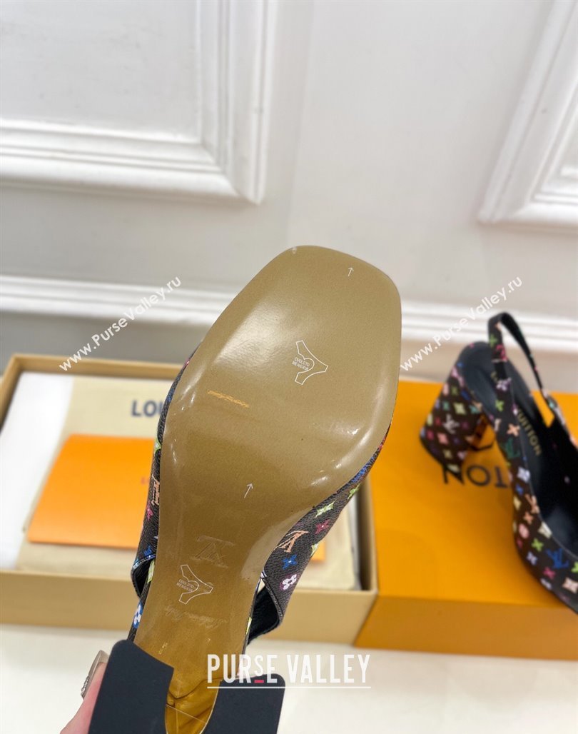 Louis Vuitton LV x TM Swing Slingback Pump 9cm in Multicolor Monogram Canvas Black 2025 1AGTY9 (MD-250422158)