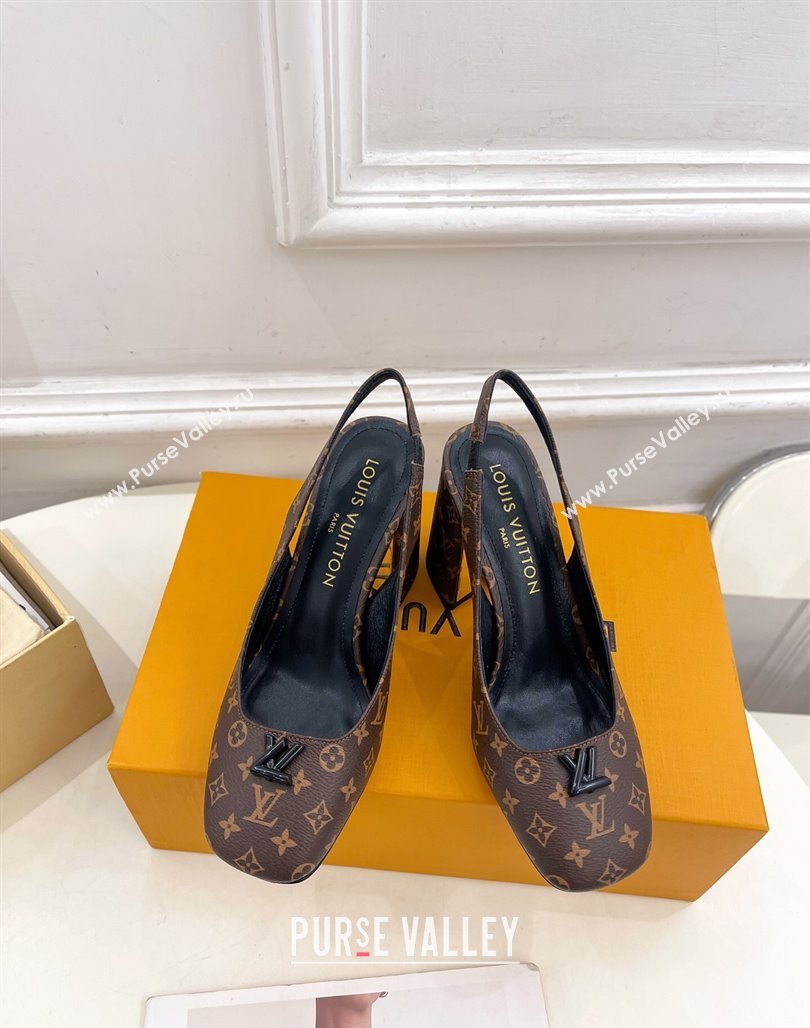 Louis Vuitton Swing Slingback Pump 9cm in Monogram Canvas Brown 2025 1AGTY9 (MD-250422159)