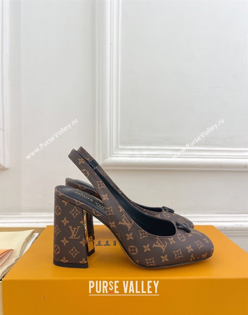 Louis Vuitton Swing Slingback Pump 9cm in Monogram Canvas Brown 2025 1AGTY9 (MD-250422159)
