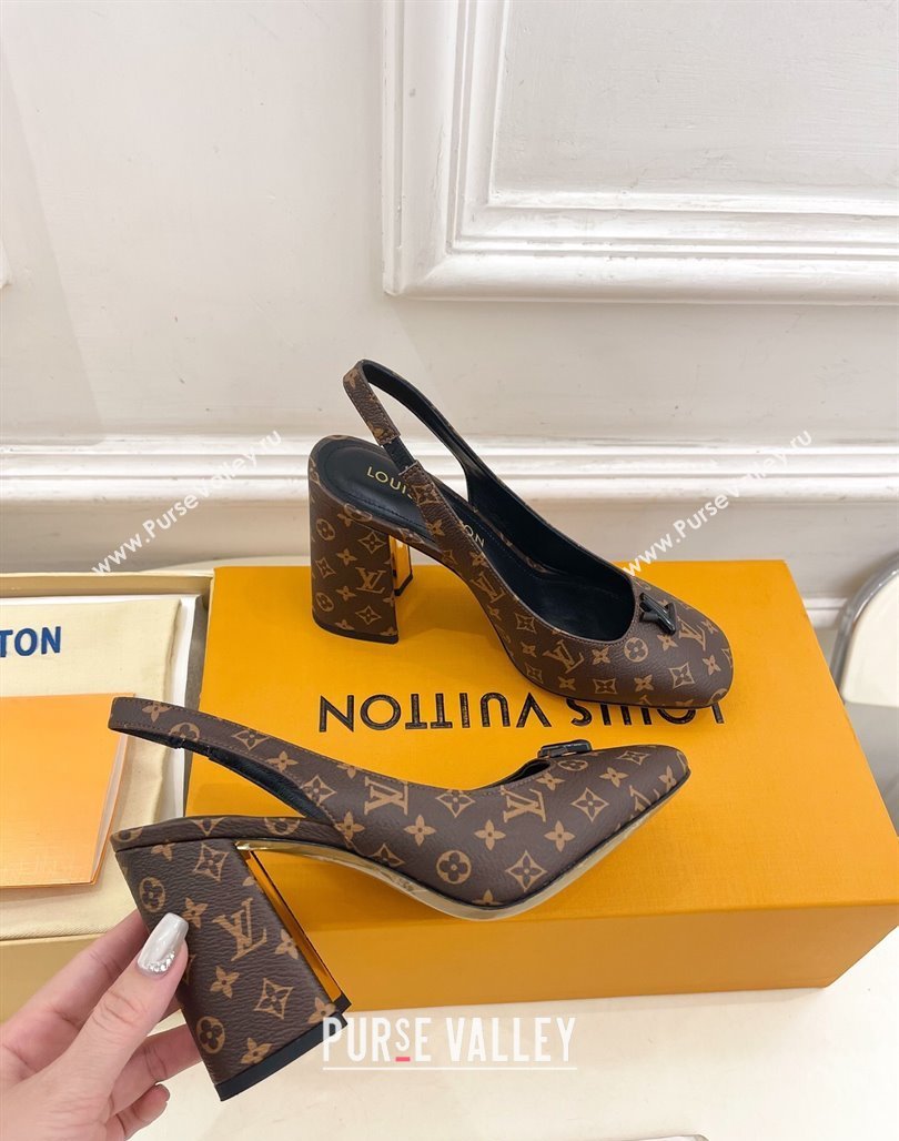 Louis Vuitton Swing Slingback Pump 9cm in Monogram Canvas Brown 2025 1AGTY9 (MD-250422159)