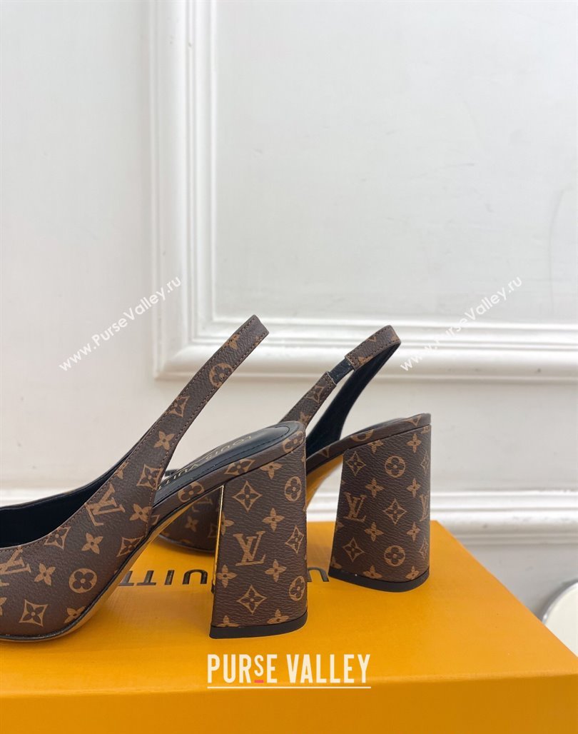 Louis Vuitton Swing Slingback Pump 9cm in Monogram Canvas Brown 2025 1AGTY9 (MD-250422159)