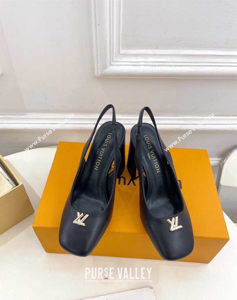 Louis Vuitton Swing Slingback Pump 9cm in Calf Leather Black 2025 1AGTY9 (MD-250422160)