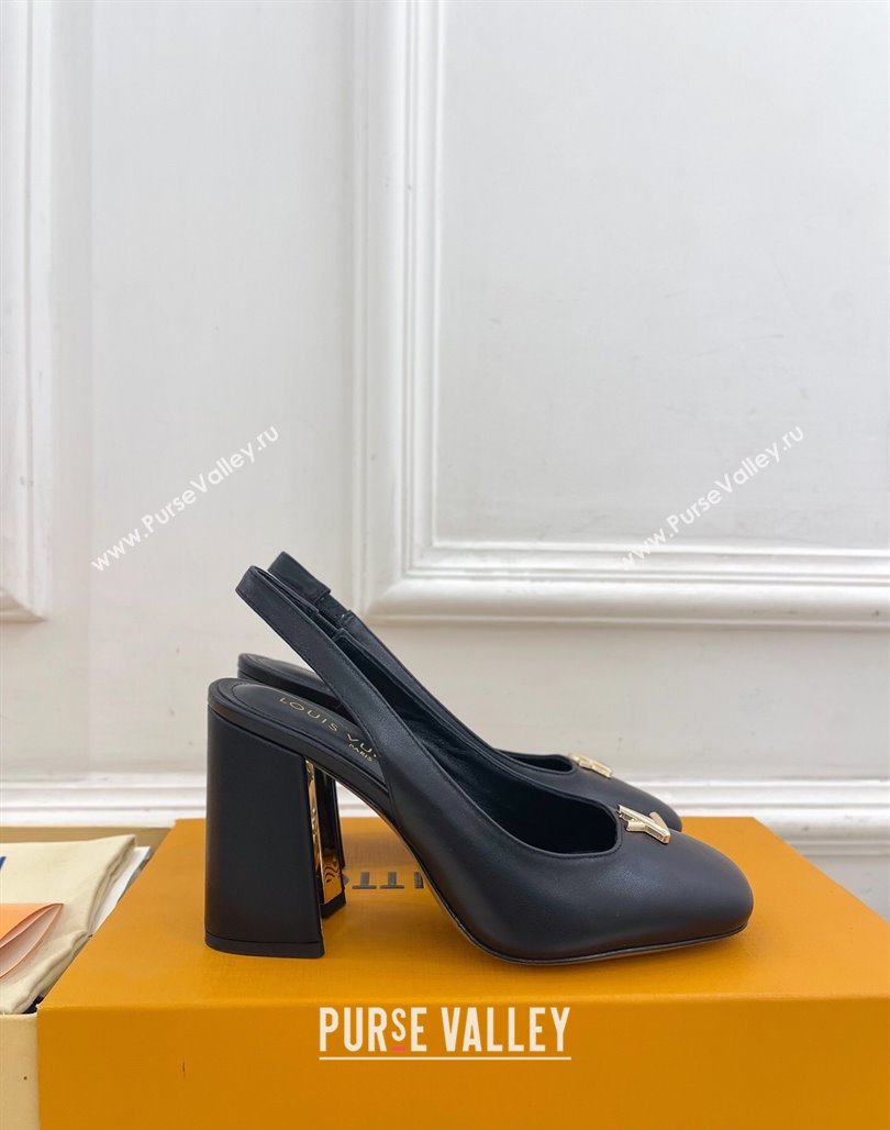 Louis Vuitton Swing Slingback Pump 9cm in Calf Leather Black 2025 1AGTY9 (MD-250422160)