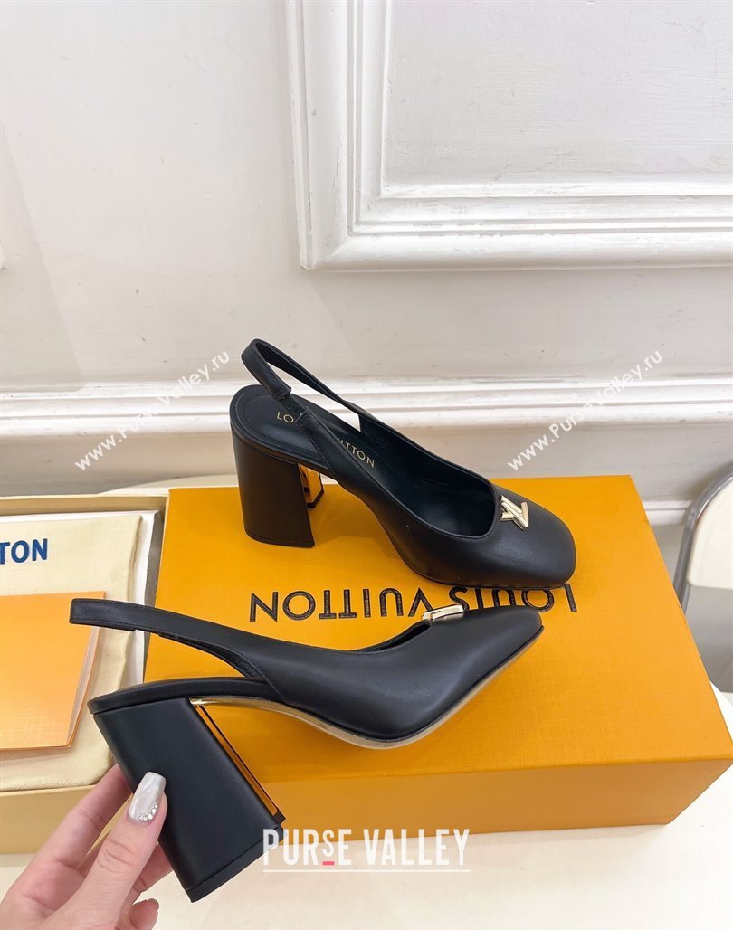 Louis Vuitton Swing Slingback Pump 9cm in Calf Leather Black 2025 1AGTY9 (MD-250422160)