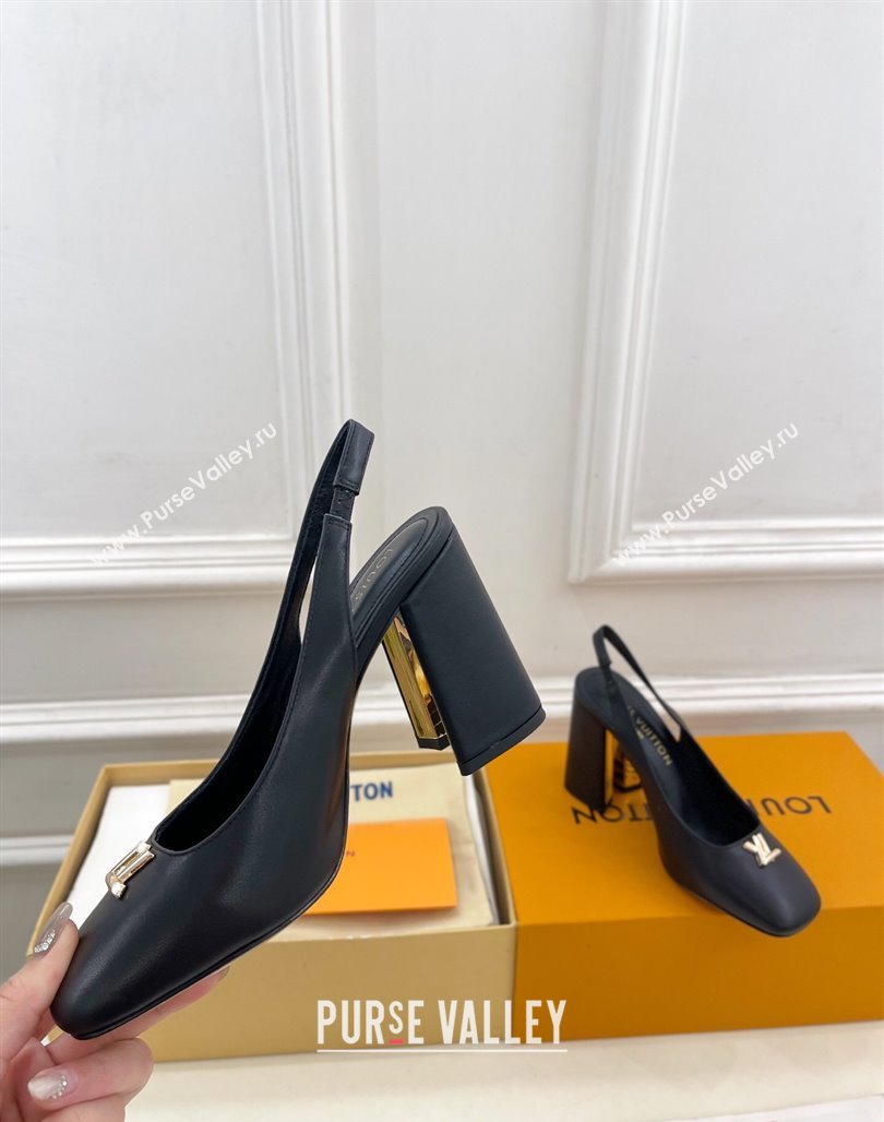 Louis Vuitton Swing Slingback Pump 9cm in Calf Leather Black 2025 1AGTY9 (MD-250422160)