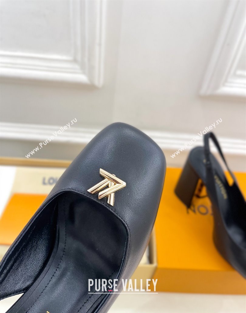 Louis Vuitton Swing Slingback Pump 9cm in Calf Leather Black 2025 1AGTY9 (MD-250422160)