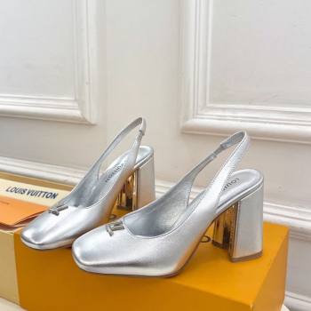 Louis Vuitton Swing Slingback Pump 9cm in Calf Leather Silver 2025 1AGTY9 (MD-250422161)